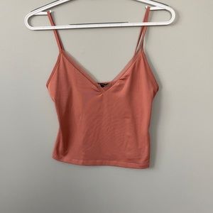 Zara coral cropped tank top with mesh detail. Size Medium.